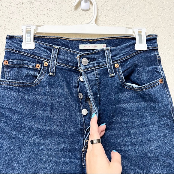 Levis Premium Ribcage Straight Jeans Womens Blue Denim Size 29 Buttonfly - Picture 2 of 6